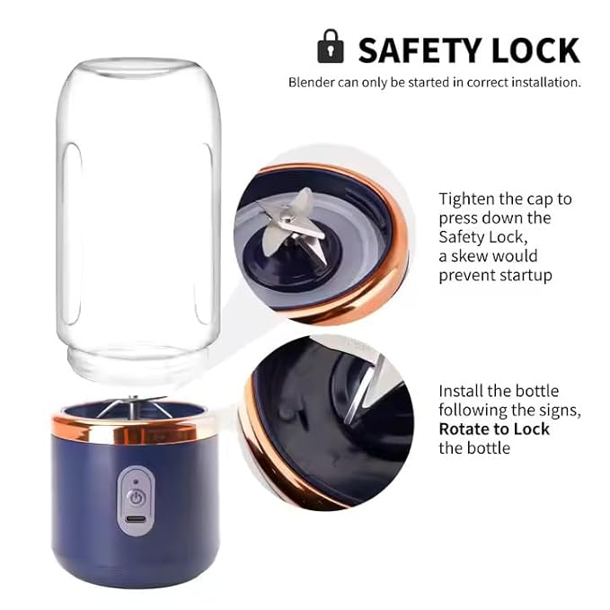 Rechargeable Portable Blender Set + Free Jar With Flip Lid