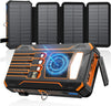 Portable Solar Power Bank Fast Charger, Foldable, Wireless with LED Light & Built-in Cables