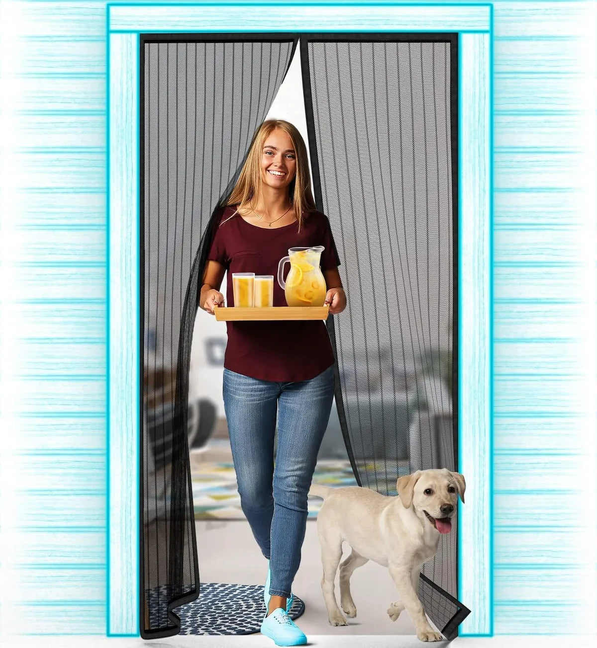 Polyester Magnetic Mosquito Net for Door – Black