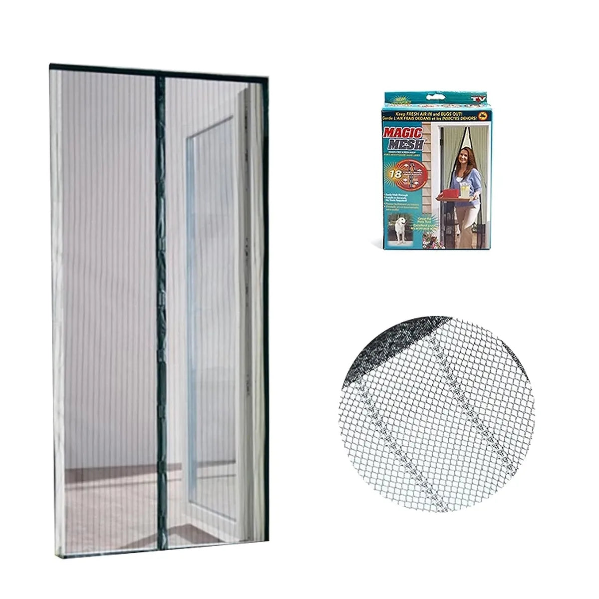 Polyester Magnetic Mosquito Net for Door – Black