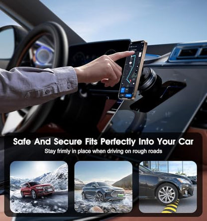 Magnetic Car Phone Holder – Ultra Vacuum Suction Mount | Strong Magnetic Grip | 360° Adjustable | Universal Dashboard Mount