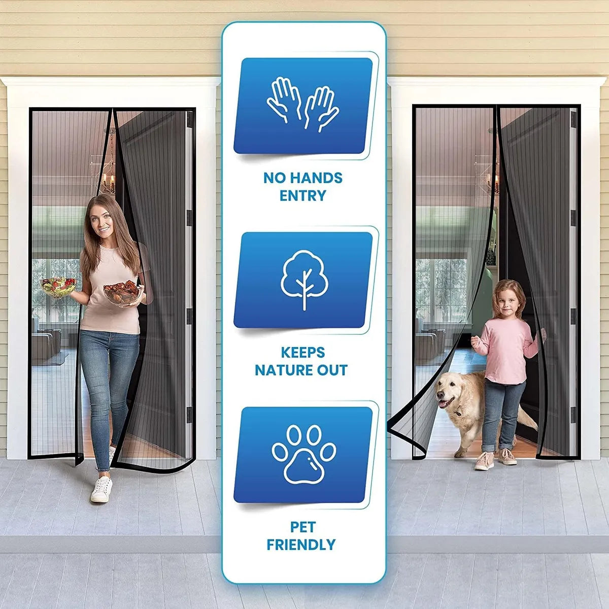 Polyester Magnetic Mosquito Net for Door – Black