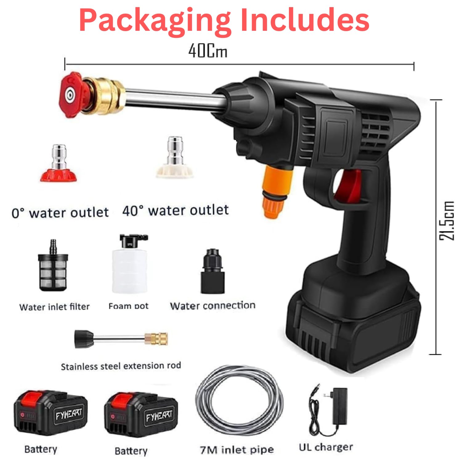 Top Quality Wireless High-Pressure Washer Gun with Dual 48V Long Lasting Batteries – Cordless Jet Spray for Car, Bike & Home Cleaning