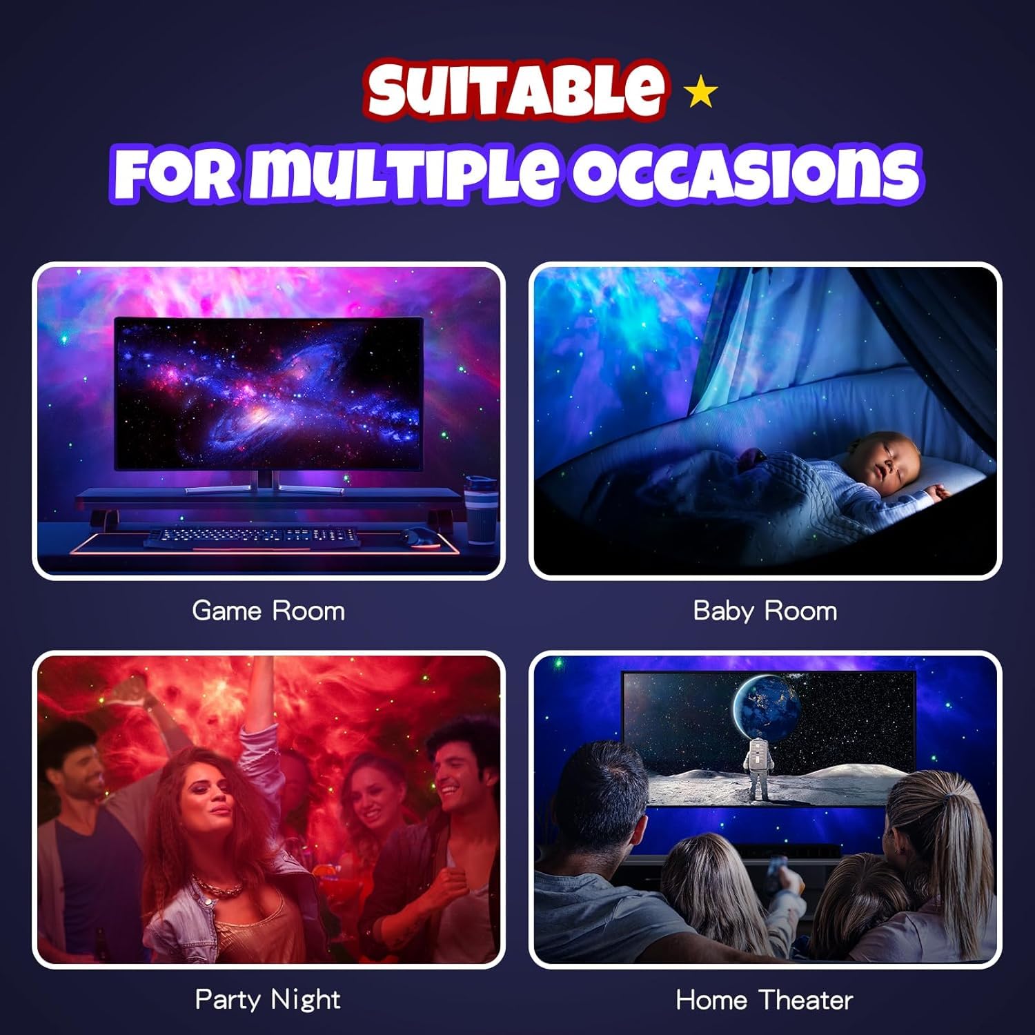 Astronaut Light Projector – 360° Galaxy Star Projector with Double Magnets, Timer & Remote Control