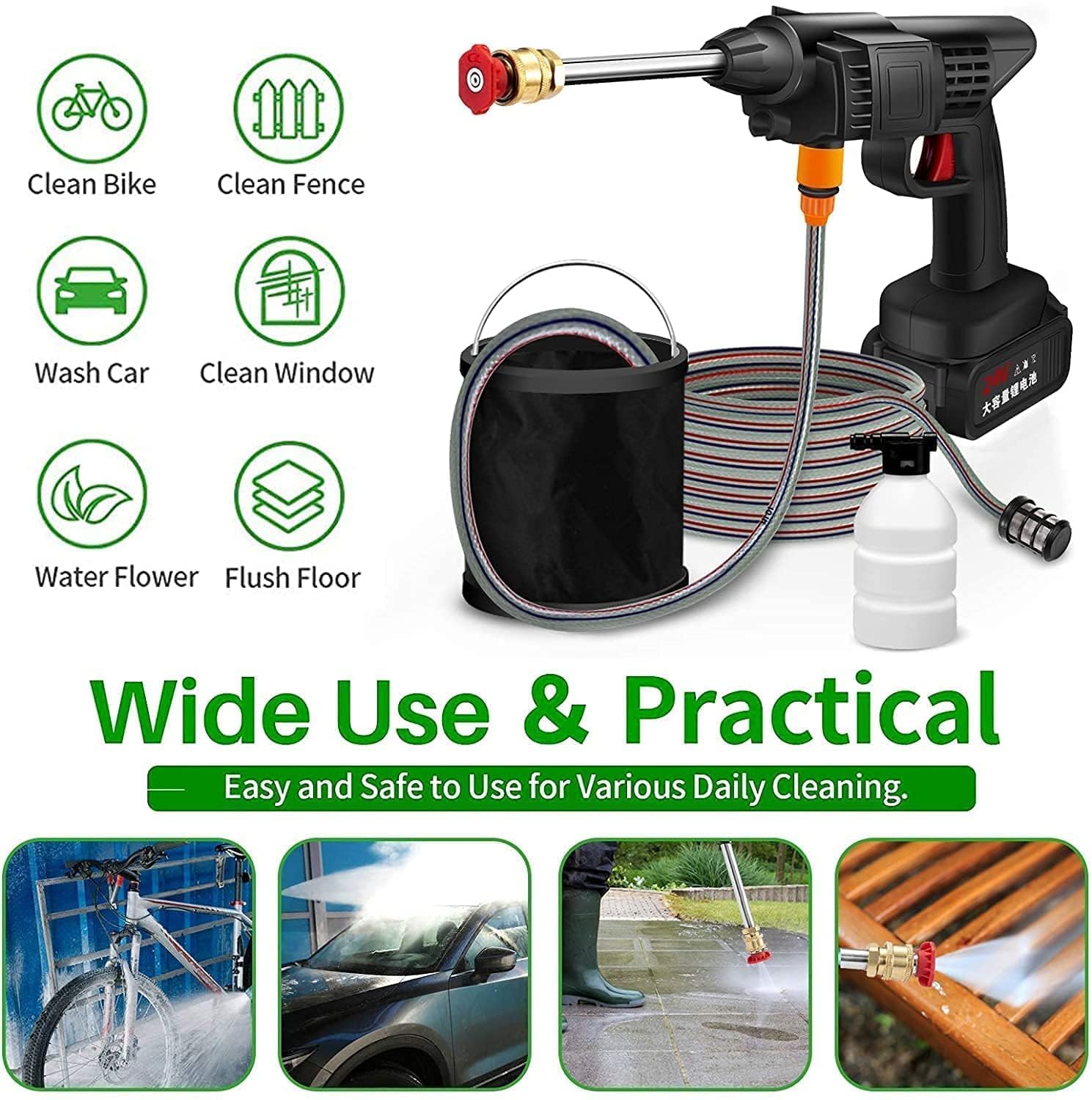 Top Quality Wireless High-Pressure Washer Gun with Dual 48V Long Lasting Batteries – Cordless Jet Spray for Car, Bike & Home Cleaning