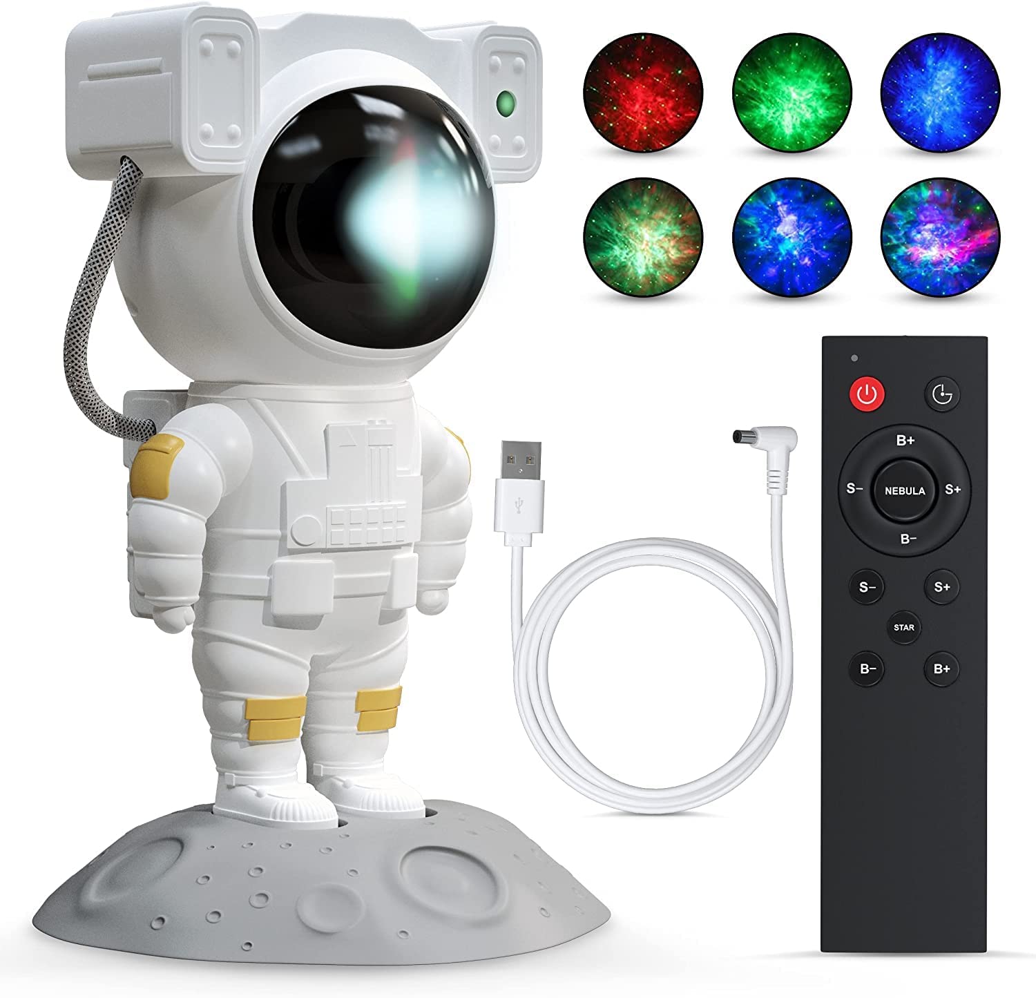 Astronaut Light Projector – 360° Galaxy Star Projector with Double Magnets, Timer & Remote Control