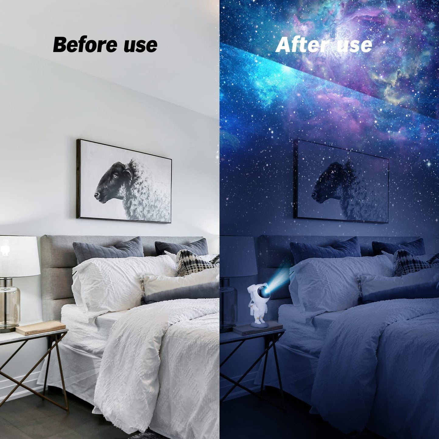 Astronaut Light Projector – 360° Galaxy Star Projector with Double Magnets, Timer & Remote Control
