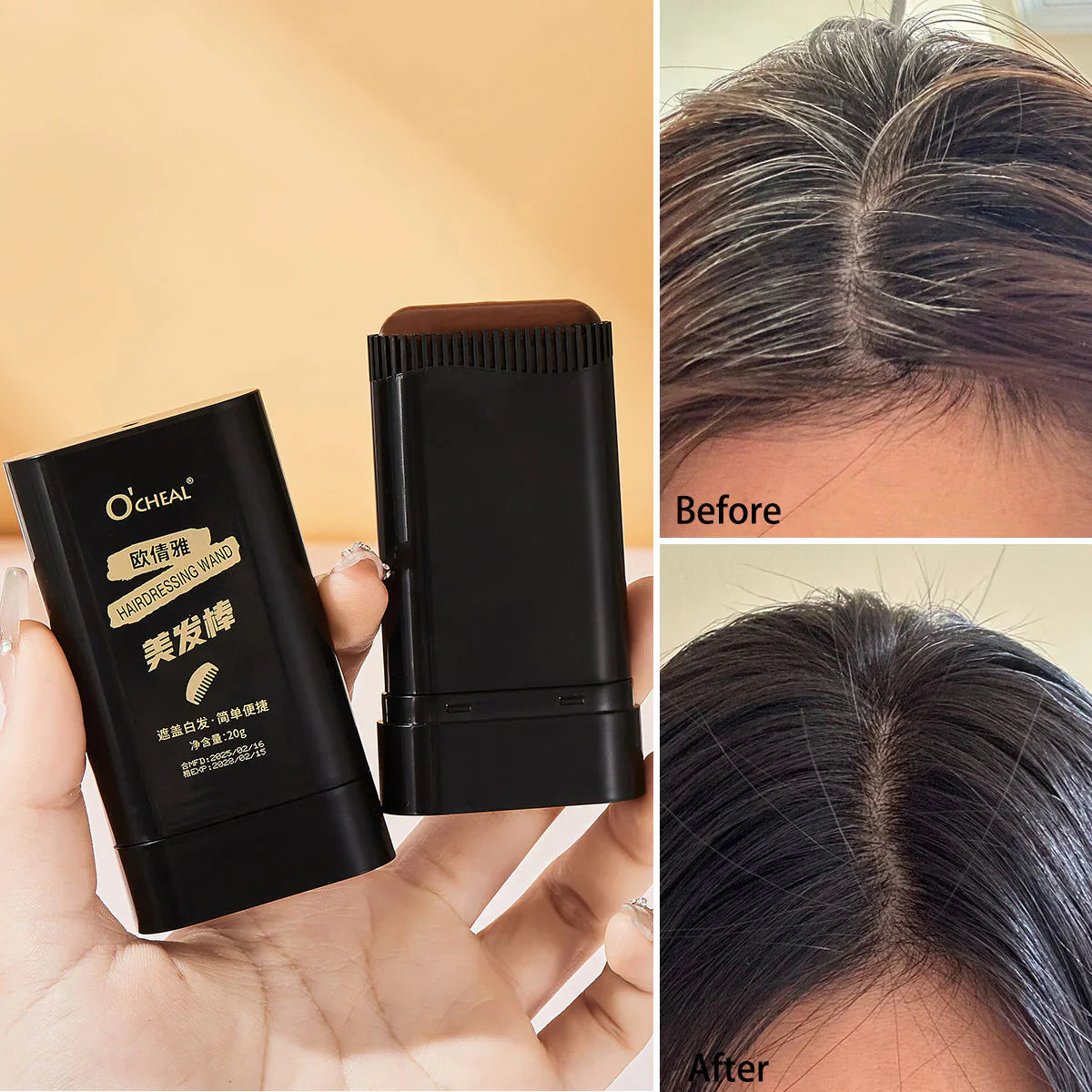 White Hair Covering Stick Black