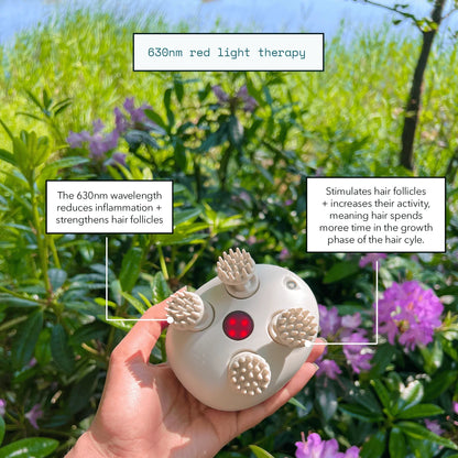 Hair Density and Growth-Stimulating Red Light Therapy Scalp Massager | 6 Months Warranty